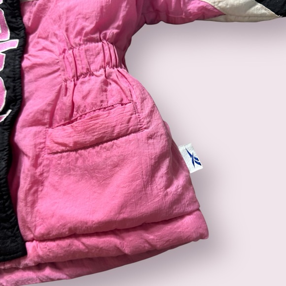 Vintage Black And Pink Girls Reebok Winter Coat With Hood No Size Tag - Picture 3 of 14